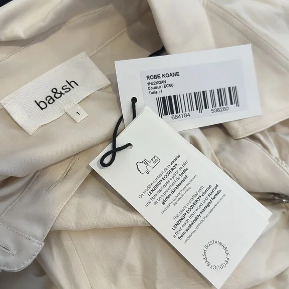 BA&SH Koane long sleeve collared mini dress white rhinestone buttons bridal S - Picture 2 of 7